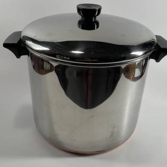 Vtg 1801 Revere Ware Stainless Steel 8QT USA Made Copper Clad Bottom Stock Pot - Picture 1 of 14